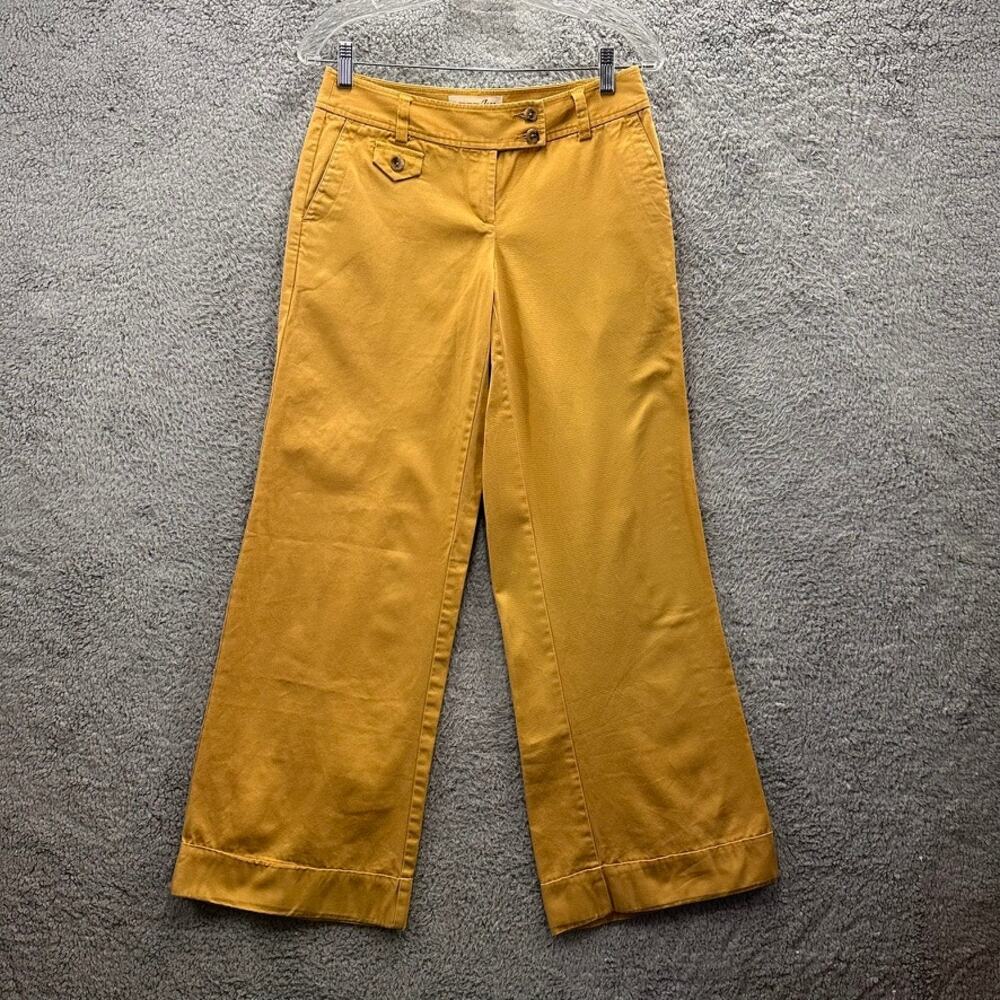 London Jean Size 4 The Marisa Fit Chino Wide Straight Leg Cuff Pants 100% Cotton